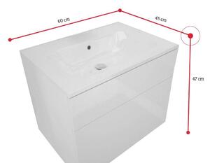 Koupelnová skříňka pod umyvadlo PORTO + umyvadlo, bílá/černá lesk