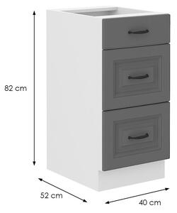 Kuchyňská skříňka se šuplíky SOPHIA - šířka 40 cm, šedá / bílá