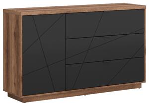 ŠIROKÁ KOMODA, černá, barvy dubu, 156/93/42,5 cm - Online Only komody, Online Only