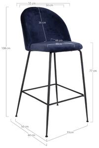 Barová židle LOESONNI modrá/černá