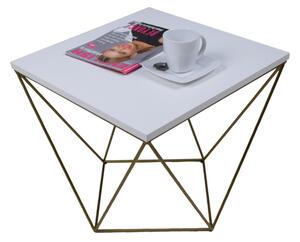 Konferenční stolek DAMA, 50x45x50, zlatá/bílá