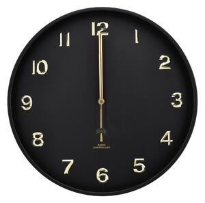 RÁDIEM ŘÍZENÉ HODINY černá 40 cm Ambia Home - Nástěnné hodiny