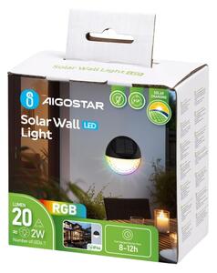 Aigostar - LED RGB Solární nástěnné svítidlo LED/2W/1,2V černá IP44