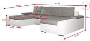 Rozkládací sedací souprava do U SAN MARINO, 365x90x195, soft011black