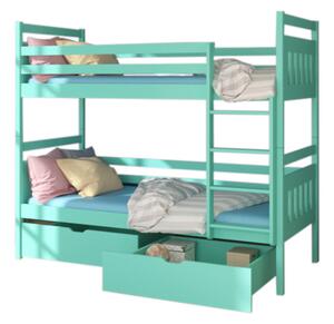 Dětská patrová postel PANDA + 2 matrace, 80x180, zelená