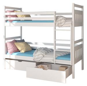 Dětská patrová postel PANDA + 2 matrace, 80x180, bílá