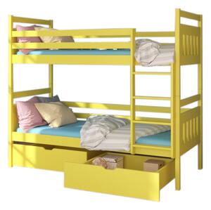 Dětská patrová postel PANDA + 2 matrace, 80x180, žlutá