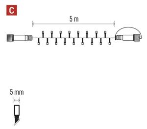 LED Venkovní řetěz 50xLED/5m IP44 teplá bílá