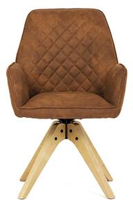 Židle jídelní s područkami, hnědá látka, dubové nohy, otočná P90°+ L 90° s vratným mechanismem - funkce reset HC-539 BR3