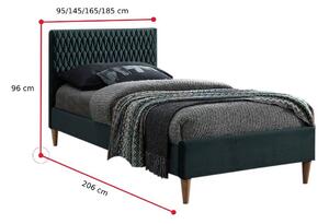 Čalouněná postel AZURRO Velvet + matrace COMFORT + matrace DE LUX, 90x200, bluvel 78/dub