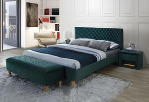 Čalouněná postel MELINA VELVET + matrace DE LUX, 140x200, bluvel 78/dub