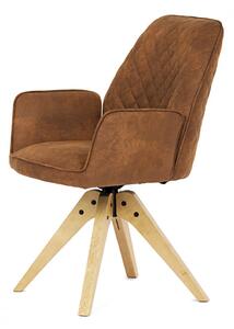 Židle jídelní s područkami, hnědá látka, dubové nohy, otočná P90°+ L 90° s vratným mechanismem - funkce reset HC-539 BR3