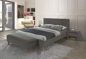 Čalouněná postel MELINA VELVET + matrace DE LUX, 180x200, bluvel 78/dub