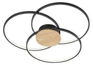 LED stropní světlo Sedona dřevěný prvek černá