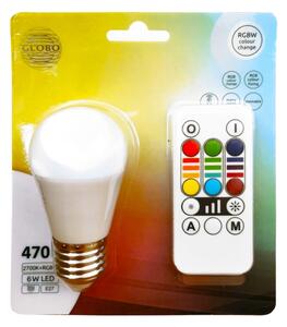 LED RGBW Stmívatelná žárovka ILLU E27/6W/230V 3000K + DO - Globo 106753