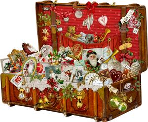 Nástěnný adventní kalendář Vánoční kufr 42x29,7 cm