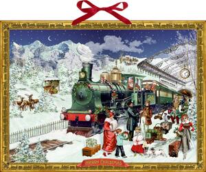 Nástěnný adventní kalendář Železnice 52x38 cm