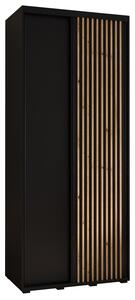 Šatní skříň BAYLIN 1 - 100/60 cm, černá / černá / dub artisan