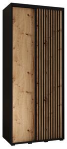 Šatní skříň BAYLIN 1 - 100/45 cm, černá / dub artisan / černá