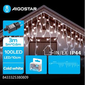 Aigostar - LED Venkovní řetěz 100xLED/8 funkcí 8x0,6m IP44 studená bílá