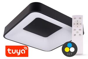 T-LED SMART TUYA Černé LED stropní svítidlo hranaté 500x500mm 48W CCT s DO 105562