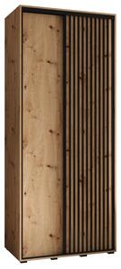 Šatní skříň BAYLIN 1 - 100/60 cm, dub artisan / dub artisan / černá