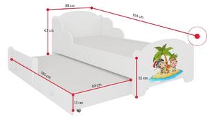 Dětská postel JONAS II, 80x160, vzor a3, piráti