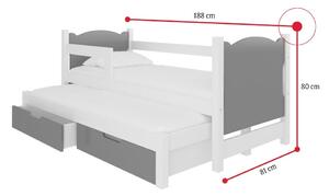 Dětská postel LAMPOS, 180x75, bílá/šedá