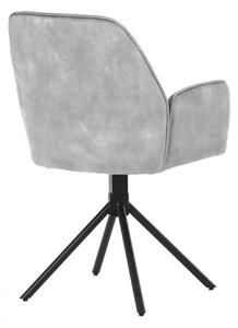Židle jídelní a konferenční, stříbrná látka v dekoru žíhaného sametu, kovové černé nohy HC-511 SIL4