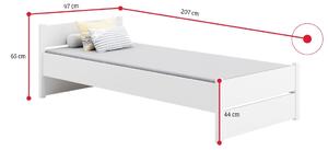 Dětská postel MARCELO + úložný prostor + matrace, 90x200, bílá