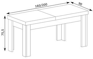 Jídelní set PAXOS | rozkládací stůl 160x90 cm + 4x židle | VÝBĚR BAREV A TKANIN