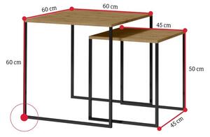Konferenční stolek ARIA, 60x60x60, dub artisan/černá