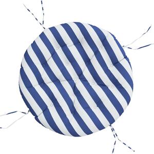Kulatý sedák modré a bílé pruhy Ø 100 x 11 cm oxfordská tkanina