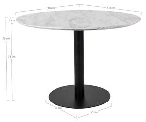 Jídelní stůl BULZONU bílý mramor/černá