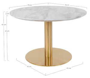 Konferenční stolek BULZONU bílý mramor/zlatá