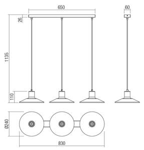 Redo 01-4056 - Lustr na lanku FRESNO 3xE27/42W/230V
