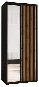 Šatní skříň BAYLIN 2 - 100/45 cm, černá / dub artisan / černá
