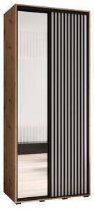 Šatní skříň FIDELIA 2 - 100/45 cm, dub artisan / bílá / černá