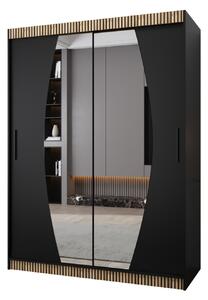Šatní skříň NIKOLA PREMIUM - 150 cm, černá / dub wotan