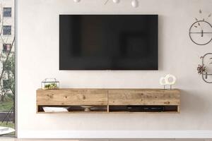 Designový nástěnný TV stolek Idonia 180 cm borovice