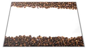 Skleněné prkénko zrna kávy bílé pozadí - 30x20cm