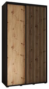 Šatní skříň FIDELIA 1 - 130/45 cm, černá / dub artisan / černá