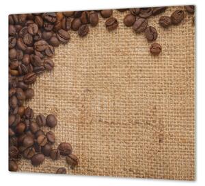 Ochranná deska zrna kávy na jutě - 50x70cm / S lepením na zeď