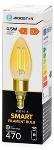 LED Stmívatelná žárovka FILAMENT C35 E14/4,5W/230V 2700-6500K Wi-Fi - Aigostar