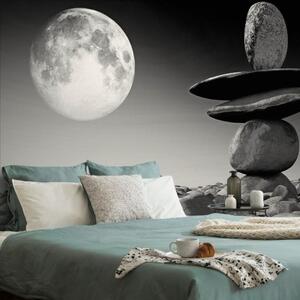 Samolepící tapeta kameny v černobílém měsíčním světle - 375x250 cm
