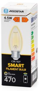 LED Stmívatelná žárovka FILAMENT C35 E27/4,5W/230V 2700-6500K Wi-Fi - Aigostar