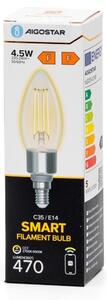 LED Stmívatelná žárovka FILAMENT C35 E14/4,5W/230V 2700-6500K Wi-Fi - Aigostar