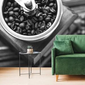 Samolepící fototapeta černobílý vintage mlýnek na kávu - 375x250 cm