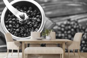 Tapeta mlýnek na kávu v černobílém provedení - 375x250 cm
