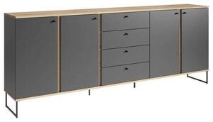 ŠIROKÁ KOMODA, antracitová, barvy dubu, 225/89/38 cm Xora, Online Only